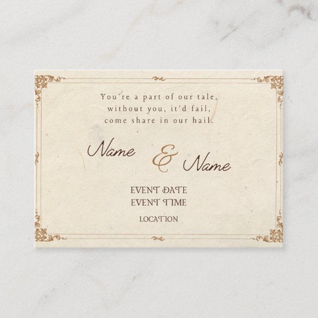 Tarjeta de invitación para bodas ventilares poétic (Anverso)