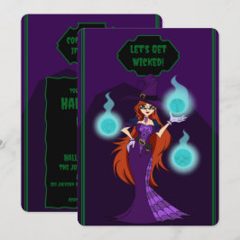 Tarjeta de invitación para brujas de Halloween