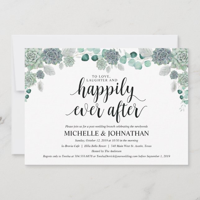 Tarjeta de invitación para brunch Boda botánico de (Anverso)