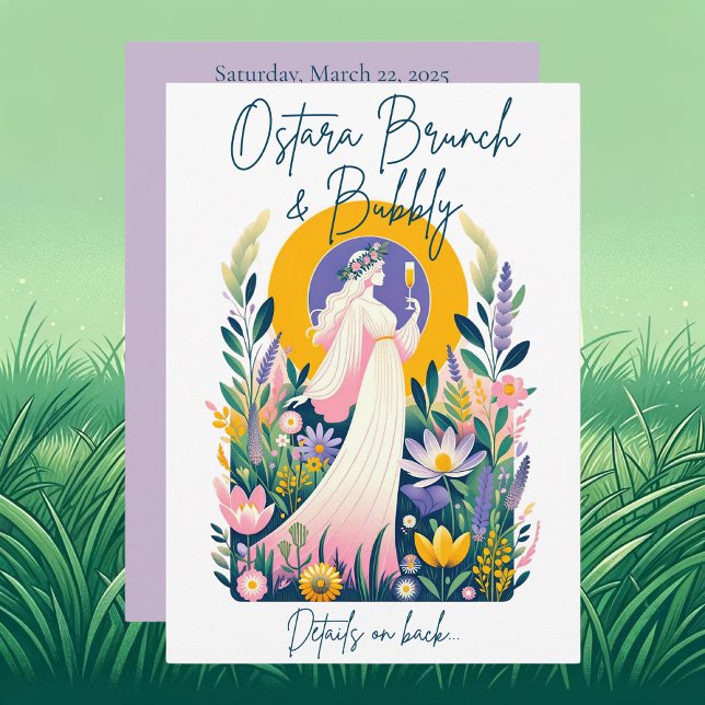 Tarjeta de Invitación para Brunch & Bubbly de Osta (ostara brunch invitation pagan wiccan holiday witch spring mimosas)