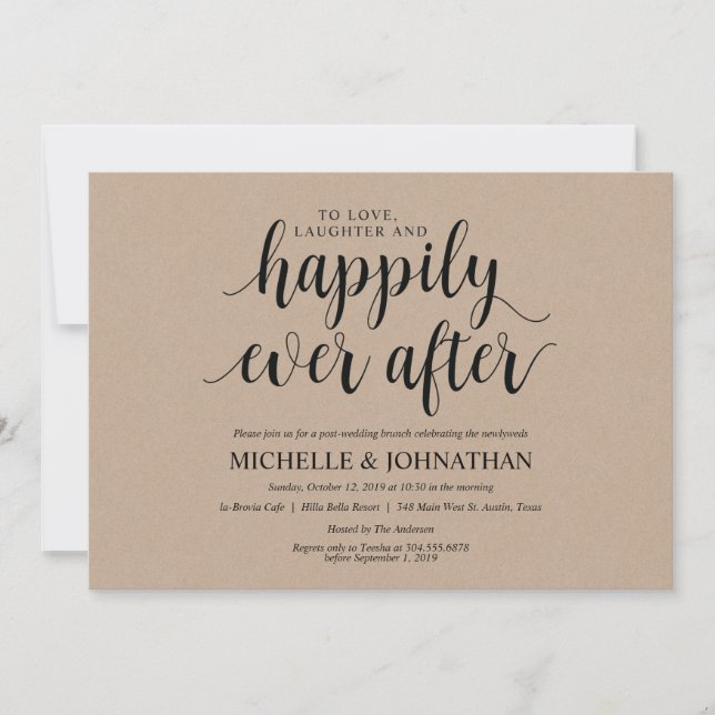 Tarjeta de invitación para brunch de Boda de Rusti (Anverso)