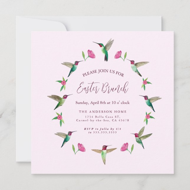 Tarjeta de invitación para Brunch de Pascua (Anverso)