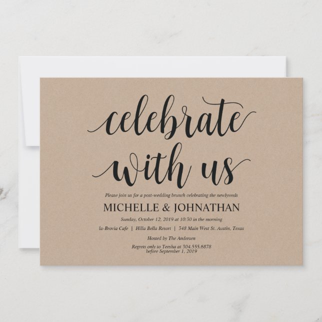 Tarjeta de invitación para brunch del Boda Rustic  (Anverso)