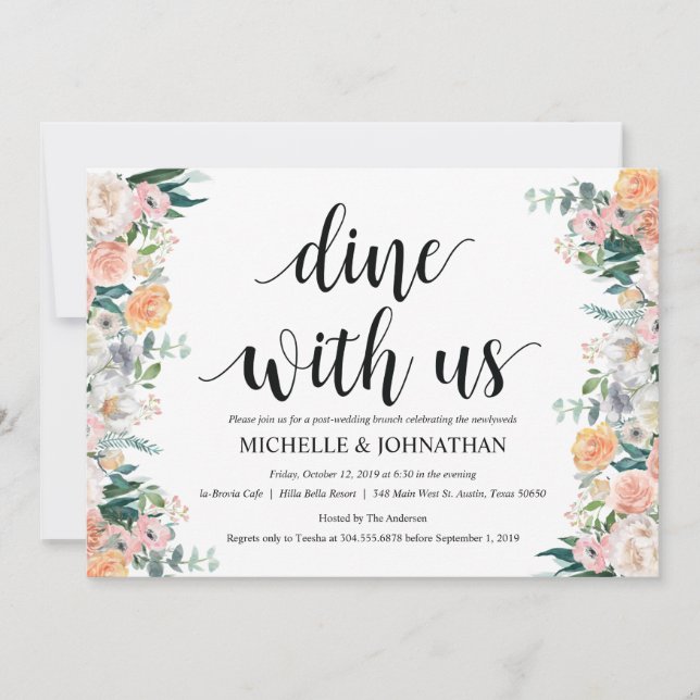 Tarjeta de invitación para brunch del Boda Rústico (Anverso)