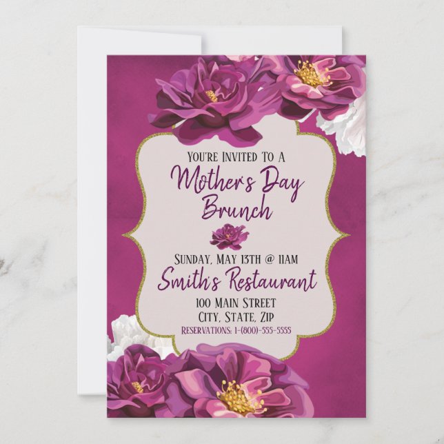 Tarjeta de invitación para Brunch del Día de la Ma (Anverso)