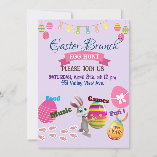 Tarjeta de invitación para Brunch y Huevo de Pascu (Anverso)