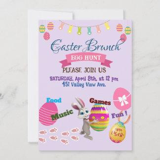 Tarjeta de invitación para Brunch y Huevo de Pascu