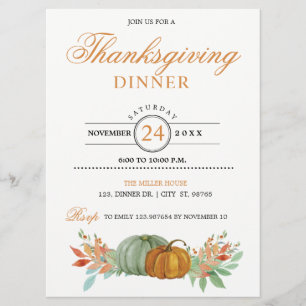 Tarjeta de invitación para calabazas de cena de Ac