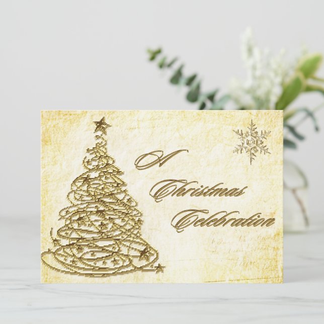 Tarjeta de invitación para celebración de navidade (Anverso de pie)