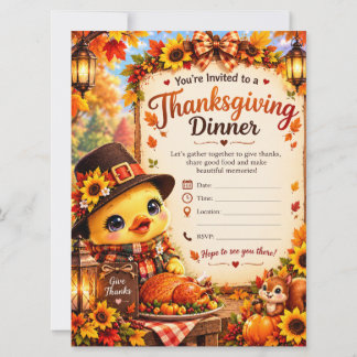 Tarjeta de Invitación para Cena de Acción de Graci