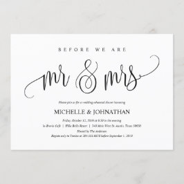 Tarjeta de invitación para cena de elegante ensayo