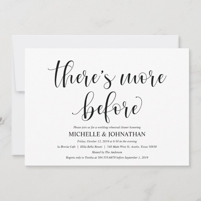 Tarjeta de invitación para cena de elegante ensayo (Anverso)