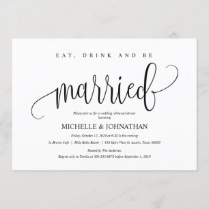Tarjeta de invitación para cena de elegante ensayo
