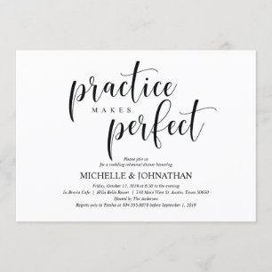 Tarjeta de invitación para cena de elegante ensayo