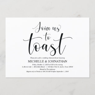 Tarjeta de invitación para cena de elegante ensayo