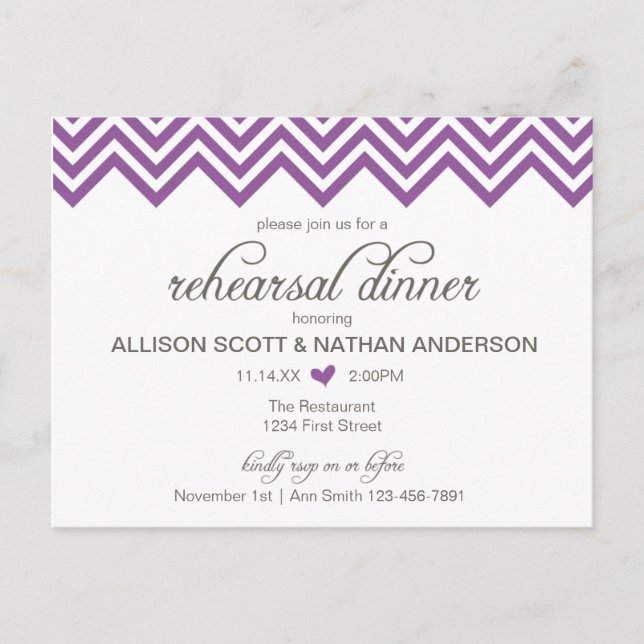 Tarjeta de invitación para cena de ensayo con Chev (Anverso)