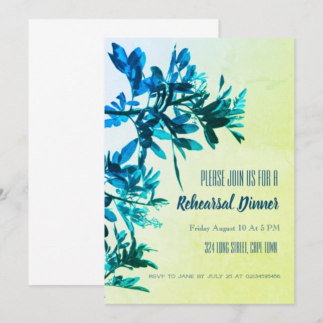 Tarjeta de invitación para cena de ensayo de Boda  (Anverso / Reverso)