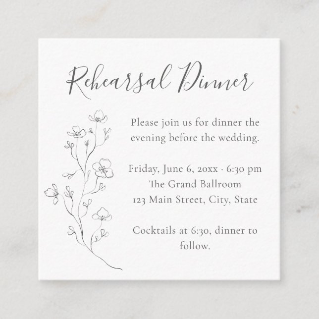 Tarjeta de Invitación para Cena de Ensayo de Línea (Anverso)