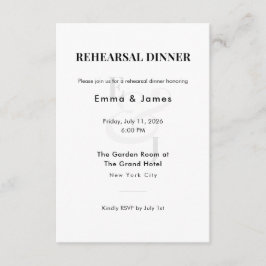 Tarjeta de invitación para cenas de ensayo moderno