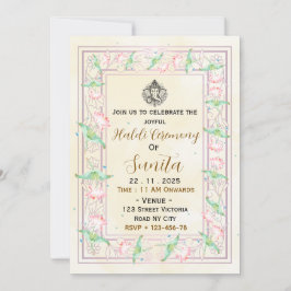 Tarjeta de Invitación para Ceremonia Haldi Amarill