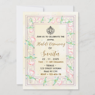 Tarjeta de Invitación para Ceremonia Haldi Amarill