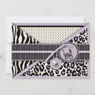 Tarjeta de invitación para Chicas Cheetah Lilac