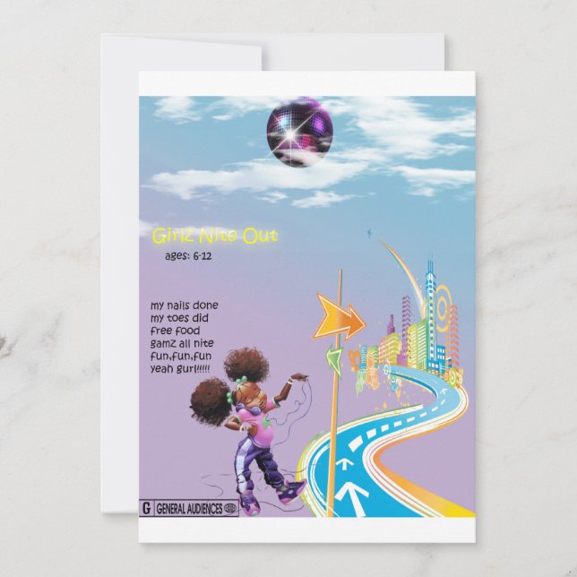 Tarjeta de invitación para chicas que duermen (Anverso)