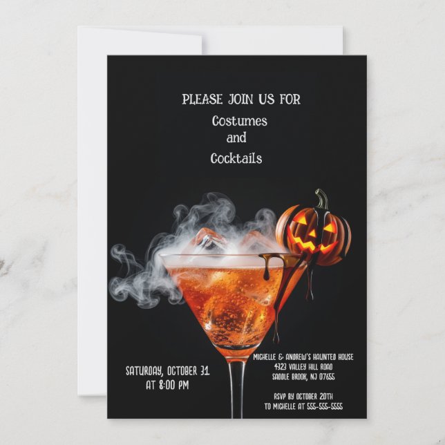 Tarjeta de invitación para cócteles de Halloween - (Anverso)