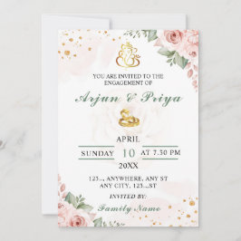 Tarjeta de invitación para compromiso floral indio