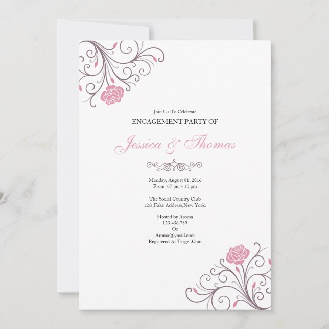 Tarjeta de invitación para compromiso floral román (Anverso)