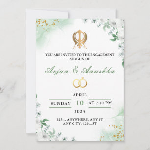 Tarjeta de invitación para compromiso floral verde
