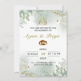 Tarjeta de invitación para compromiso indio, cerem