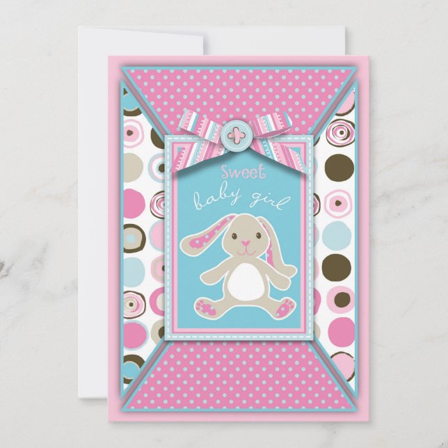 Tarjeta de invitación para conejitos dulces (Anverso)