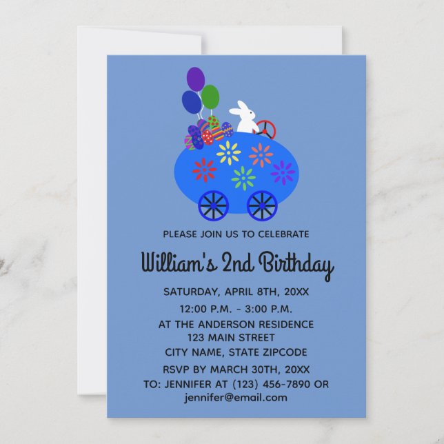 Tarjeta de invitación para conejo de cumpleaños nú (Anverso)