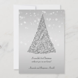Tarjeta de invitación para copos de nieve de árbol