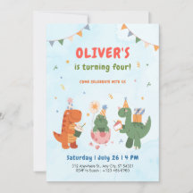 Tarjeta de invitación para cumpleaños 4 de niños c