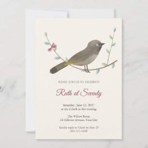 Tarjeta de Invitación para Cumpleaños 70 de Pájaro