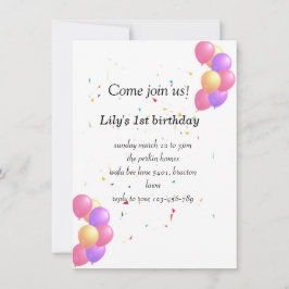 Tarjeta de invitación para cumpleaños Ballons para