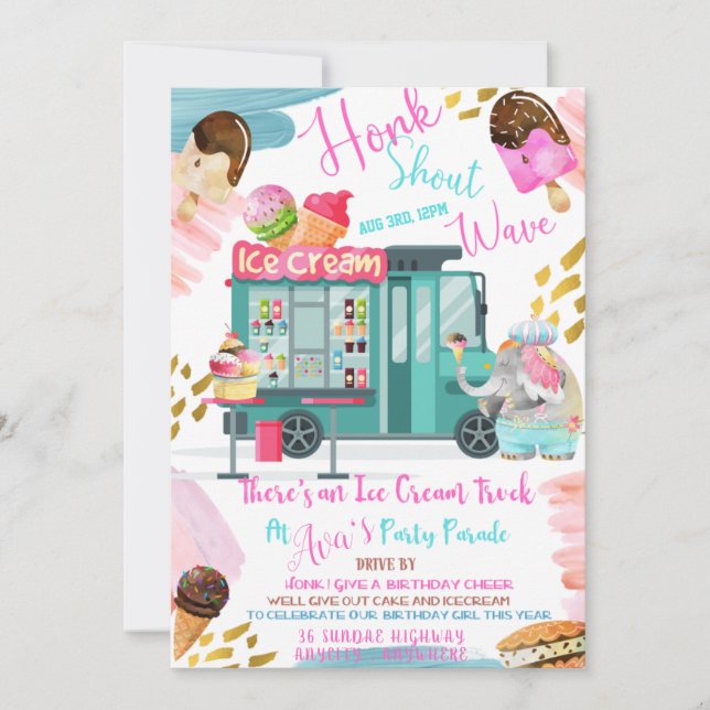 Tarjeta de invitación para cumpleaños con gritos (Anverso)