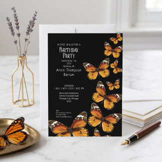 Tarjeta de Invitación para Cumpleaños con Mariposa