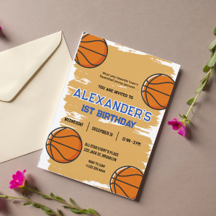 Tarjeta de Invitación para Cumpleaños de Baloncest