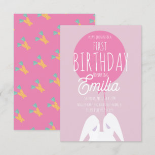 Tarjeta de Invitación para Cumpleaños de Conejo Ad