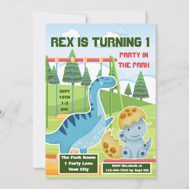Tarjeta de Invitación para Cumpleaños de Niño 1er  (Anverso)