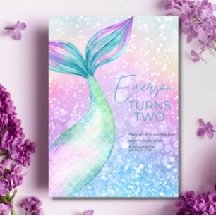 Tarjeta de Invitación para Cumpleaños de Sirena, S