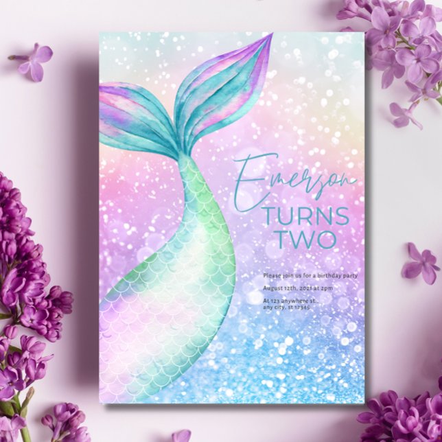 Tarjeta de Invitación para Cumpleaños de Sirena, S (Subido por el creador)