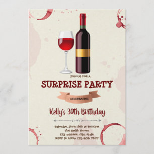 Tarjeta de invitación para cumpleaños de vino