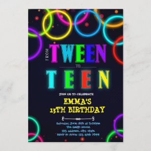 Tarjeta de invitación para cumpleaños Glow entre 1