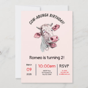 Tarjeta de invitación para cumpleaños Moo-sterious
