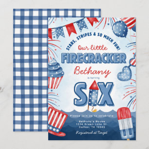 Tarjeta de invitación para cumpleaños número 6 con