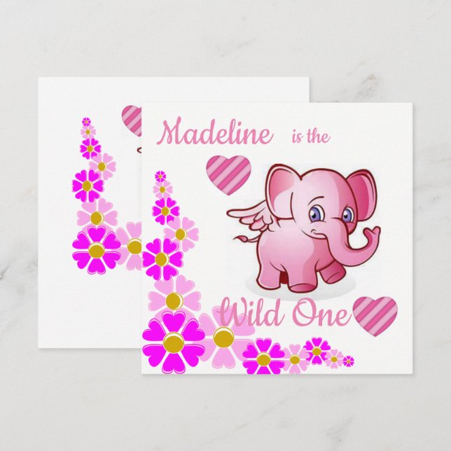 Tarjeta de Invitación para Cumpleaños Número Uno d (Anverso / Reverso)